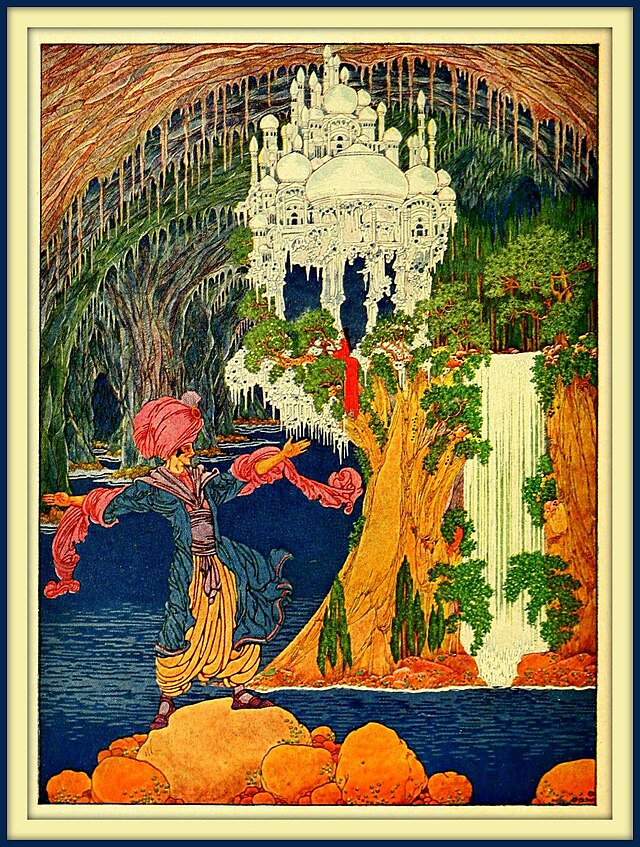 
1922 Frontispiece, Kubla Kahn The Illustrations by Dugald Walker, for 'Rainbow Gold', a Collection of Poems, by Sara Teasdale.jpg